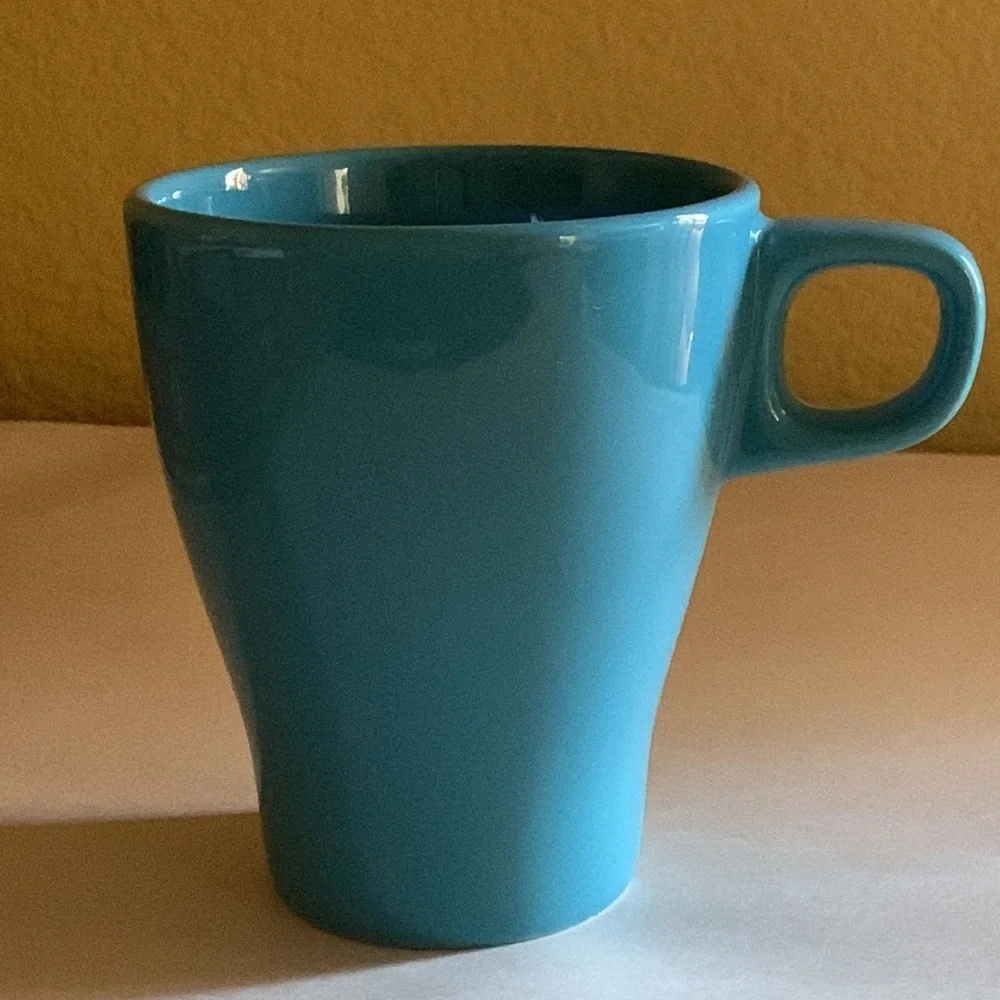 4” blue Ikea coffee cup tea glass mug new